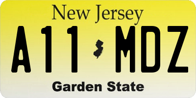NJ license plate A11MDZ