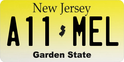 NJ license plate A11MEL