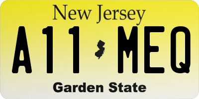 NJ license plate A11MEQ