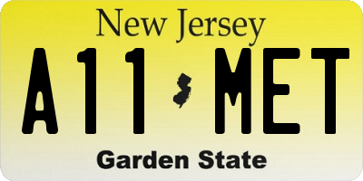 NJ license plate A11MET