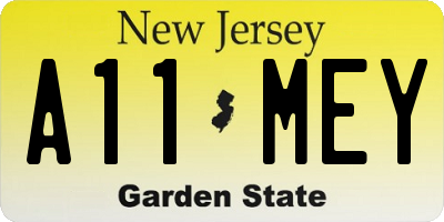 NJ license plate A11MEY