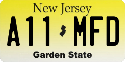NJ license plate A11MFD