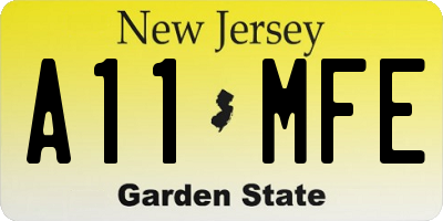 NJ license plate A11MFE