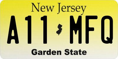 NJ license plate A11MFQ