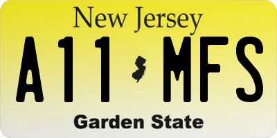 NJ license plate A11MFS