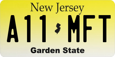 NJ license plate A11MFT