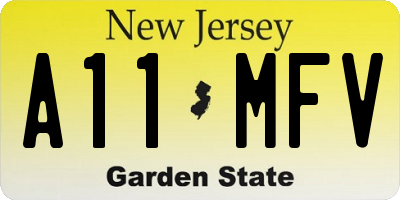 NJ license plate A11MFV