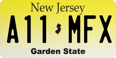 NJ license plate A11MFX