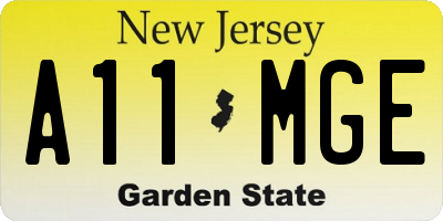 NJ license plate A11MGE