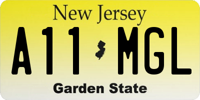 NJ license plate A11MGL