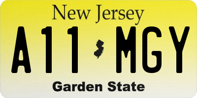 NJ license plate A11MGY