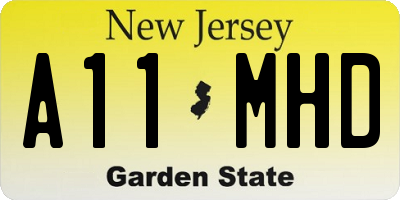 NJ license plate A11MHD