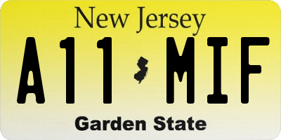 NJ license plate A11MIF