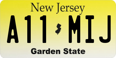 NJ license plate A11MIJ