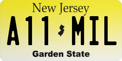 NJ license plate A11MIL