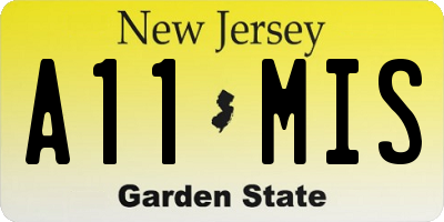 NJ license plate A11MIS