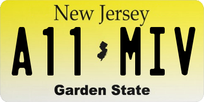 NJ license plate A11MIV