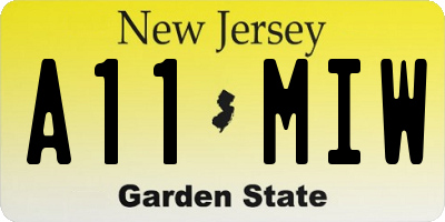NJ license plate A11MIW