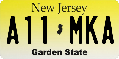 NJ license plate A11MKA
