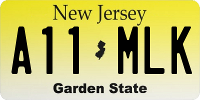 NJ license plate A11MLK