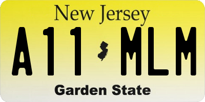 NJ license plate A11MLM
