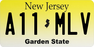 NJ license plate A11MLV