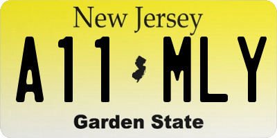 NJ license plate A11MLY