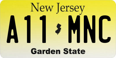NJ license plate A11MNC
