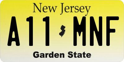 NJ license plate A11MNF