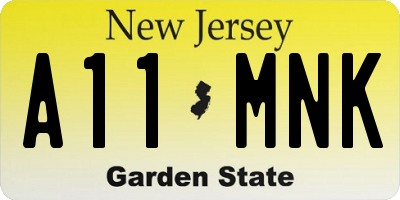 NJ license plate A11MNK