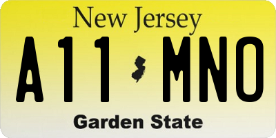 NJ license plate A11MNO