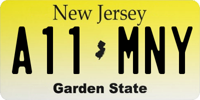 NJ license plate A11MNY