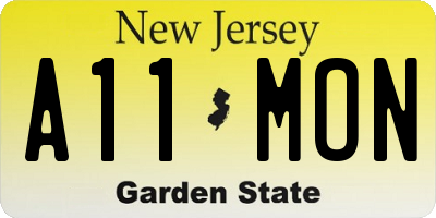 NJ license plate A11MON