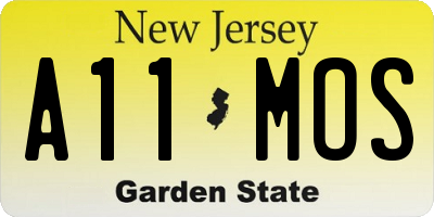 NJ license plate A11MOS
