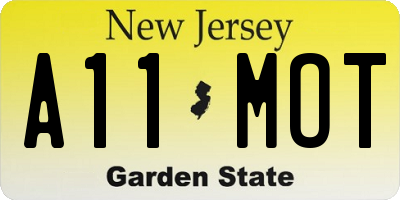 NJ license plate A11MOT