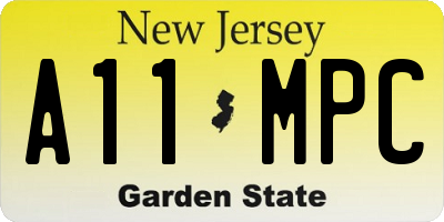 NJ license plate A11MPC