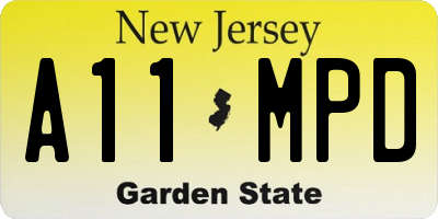 NJ license plate A11MPD
