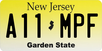 NJ license plate A11MPF