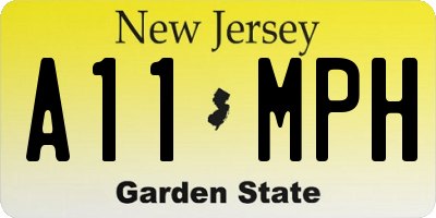 NJ license plate A11MPH