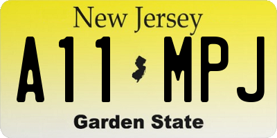NJ license plate A11MPJ