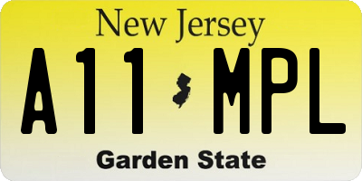 NJ license plate A11MPL
