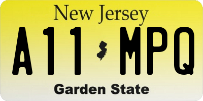 NJ license plate A11MPQ