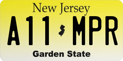 NJ license plate A11MPR