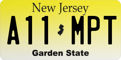 NJ license plate A11MPT