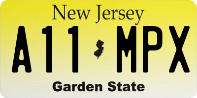 NJ license plate A11MPX