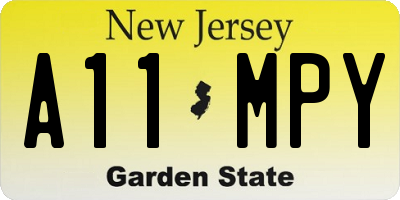 NJ license plate A11MPY