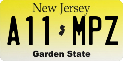 NJ license plate A11MPZ