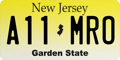 NJ license plate A11MRO