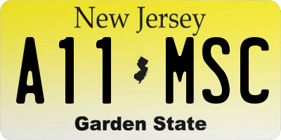 NJ license plate A11MSC
