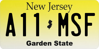 NJ license plate A11MSF